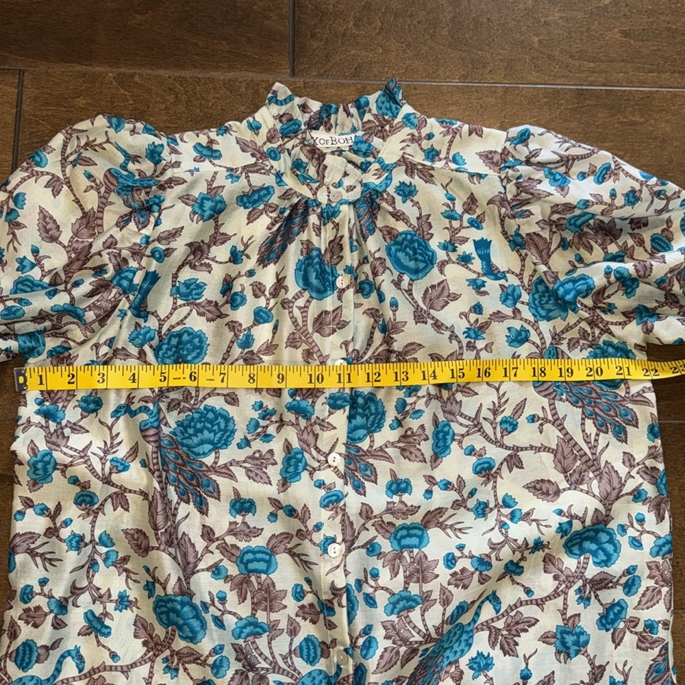 NWT Alix of Bohemia Annabel Peacock Plume Print Blouse - Picture 7 of 10